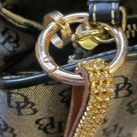 NWOT Gold Rhinestone Dog Bag Charm, Large Sparkly Key Chain - Picture 5 of 9